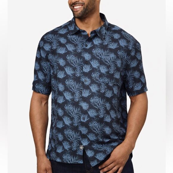 Nat Nast Other - Nat Nast Mens Button Down Shirt Tropical Silk Blue Palm Tree Vacation Size Large